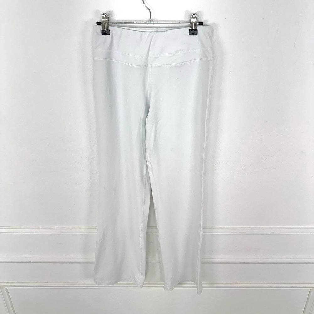 Zeronic‎ White Straight Leg Yoga Pants Bamboo Athletic Mid Rise M